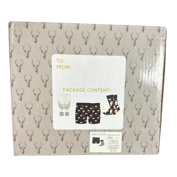 Lord's Rocks "The Gentlemen's Pack: Boxer Brief, Socks, Whiskey Glass & 2 Stones - Picture 2 of 2